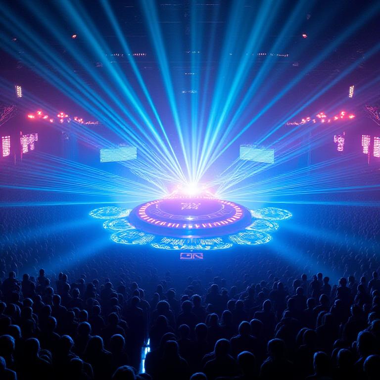 Innovative 360-degree stage design with immersive lighting for bass music events